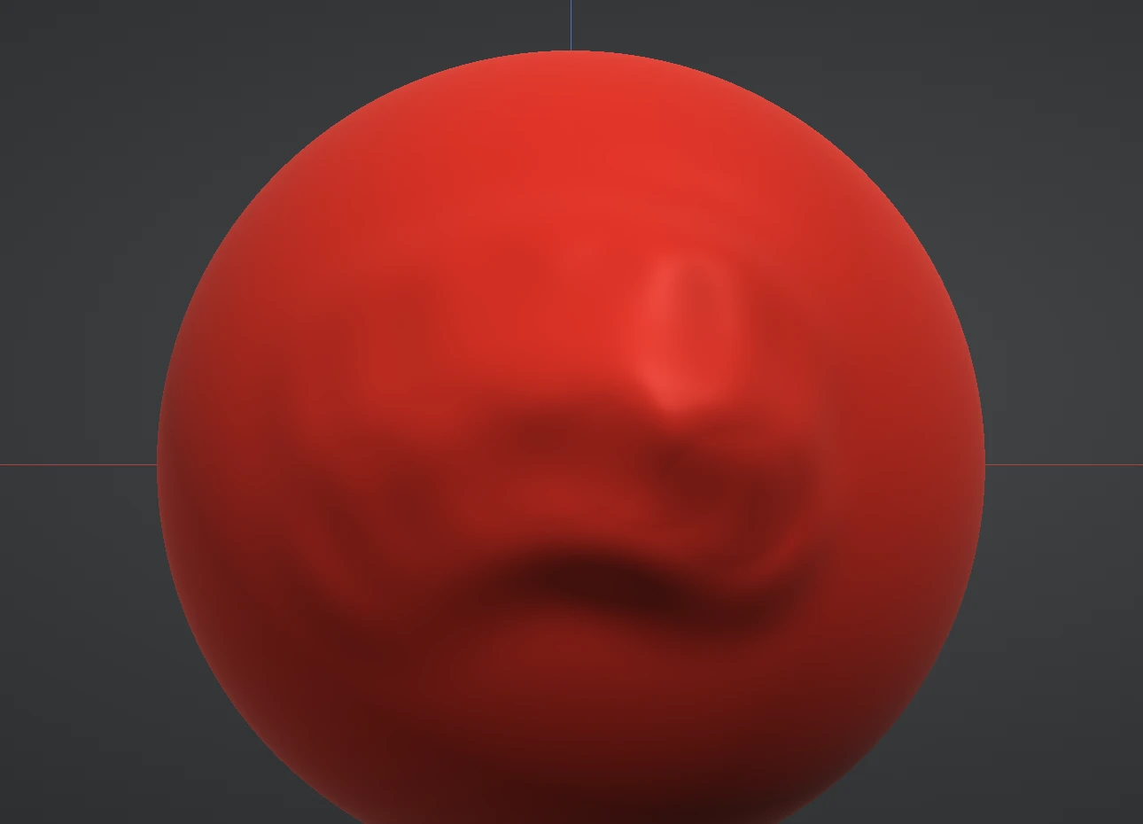 Two identical crease lines on a sphere, the lower one tightened by the Pinch brush