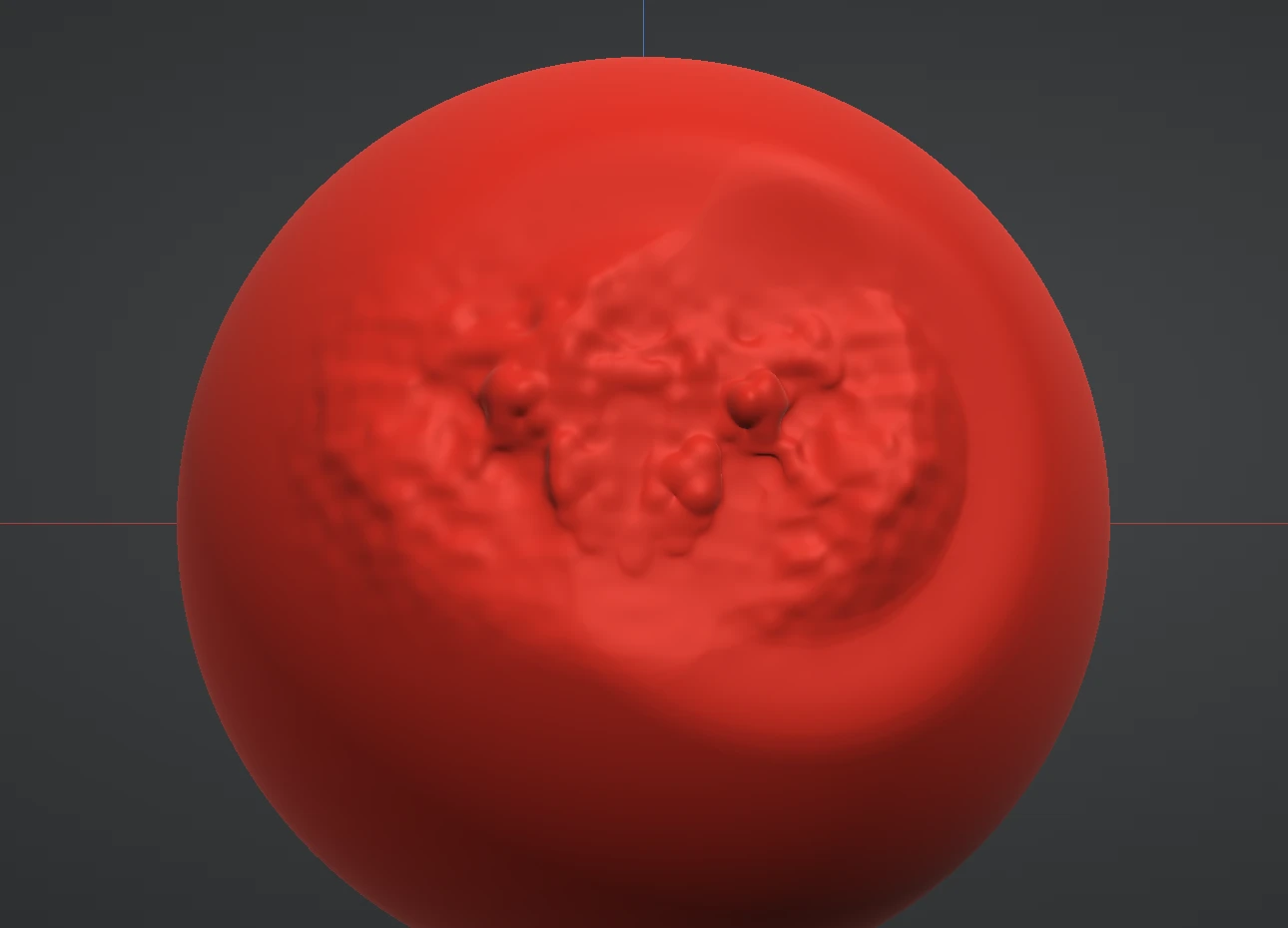 A noisy patch partially polished, small bumps skimmed off while the large form remains