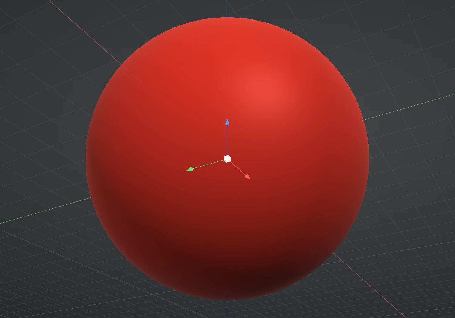 The transform gizmo with coloured axis handles shown on a sphere