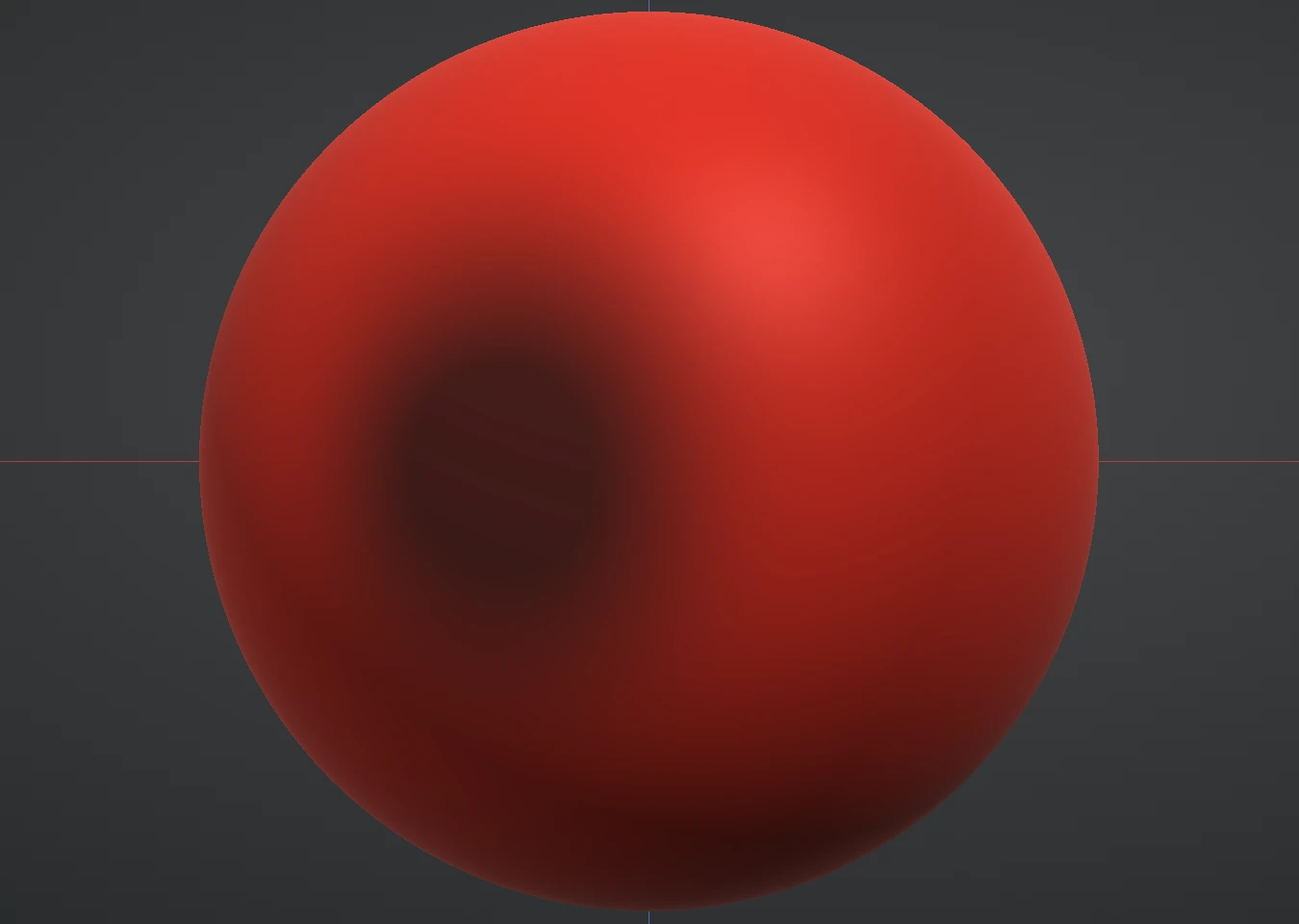 A dark masked crescent painted on the left side of a sphere