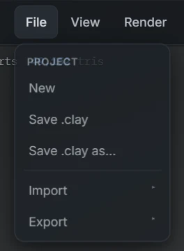 The File menu with the Import and Export submenus