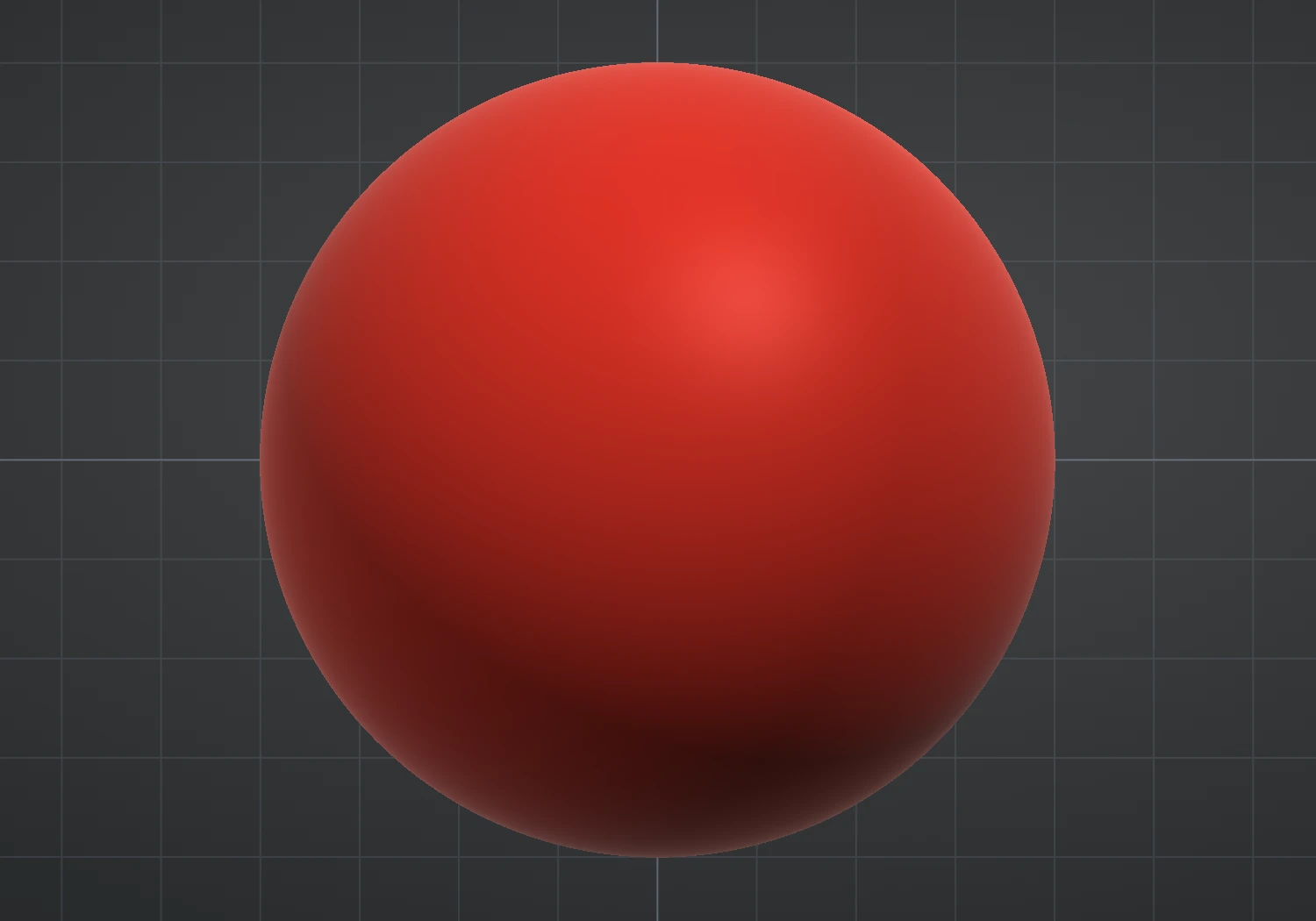 The sphere seen in Ortho front view with the measurement grid behind it