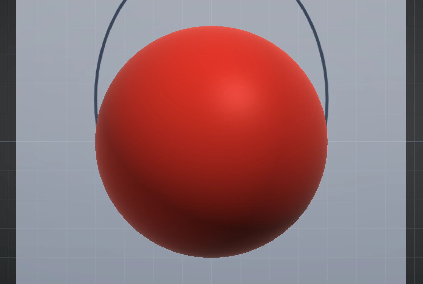 A front-view reference drawing standing behind the sphere in Ortho projection