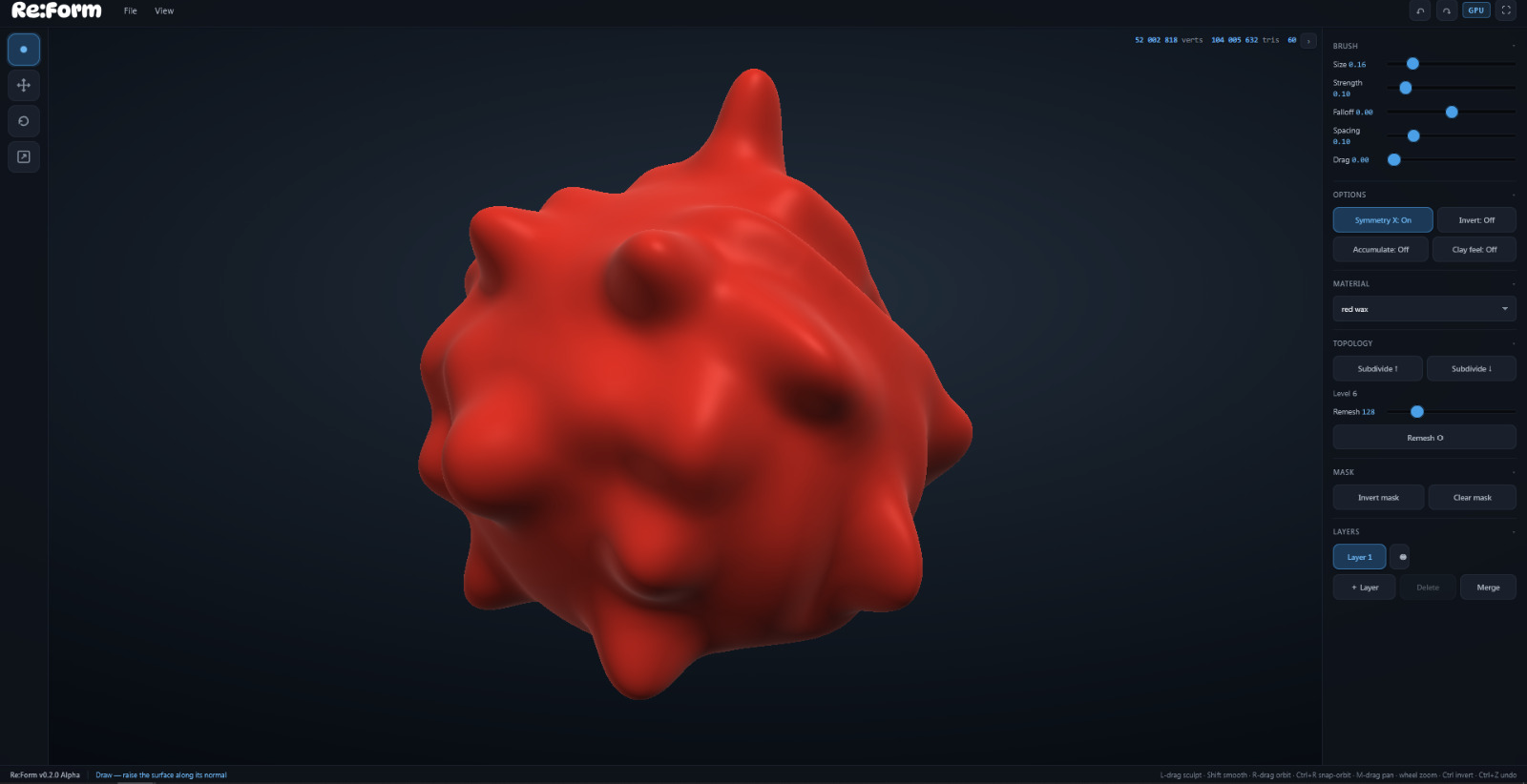 Re:Form sculpting a high-detail red-wax model